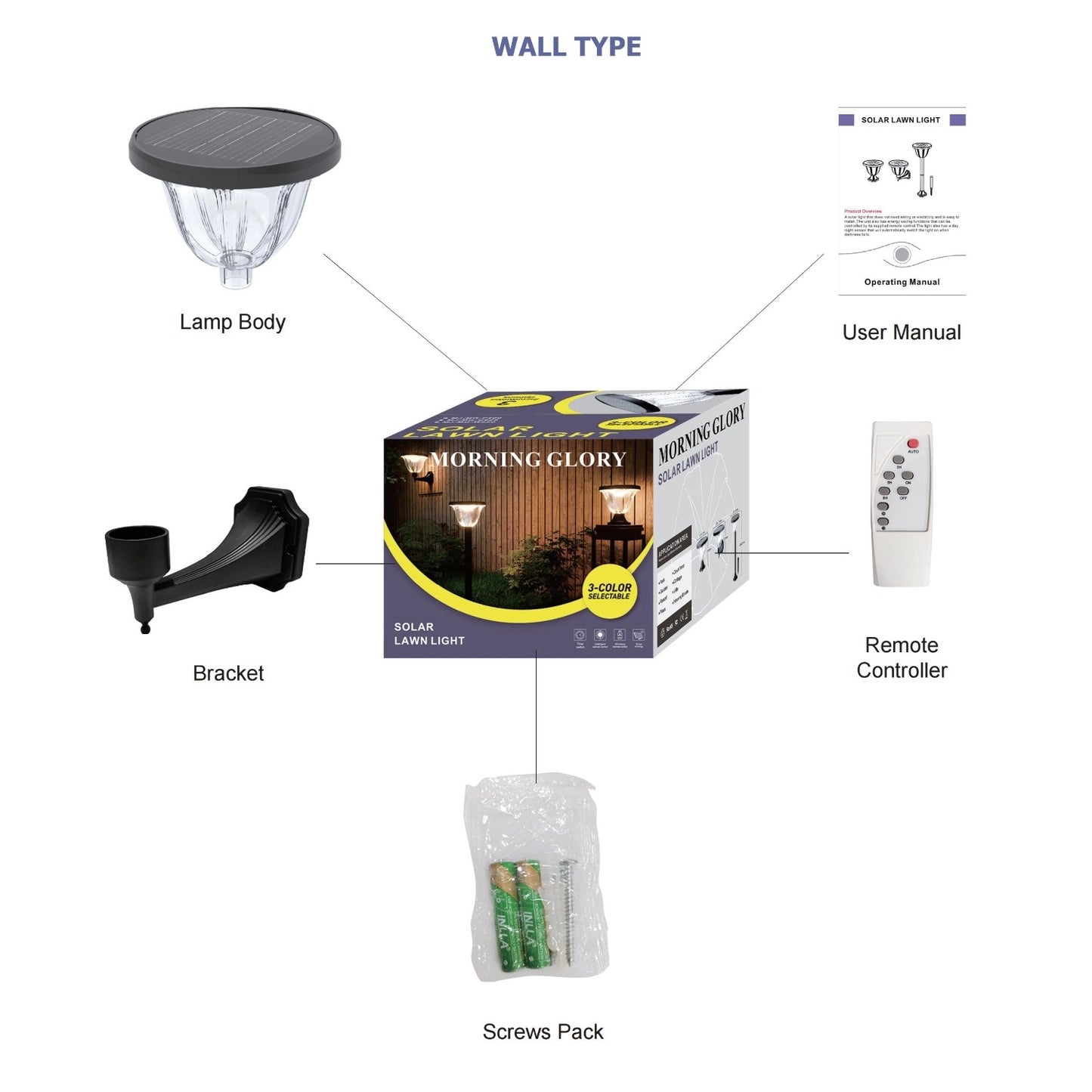 Solar garden light | Ground mounted| 3 Color Selectable | No Wiring No Bill