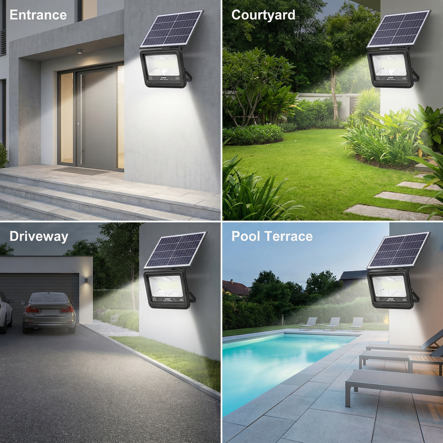 solar flood light can install on the driveway courtyard entrance home and for security