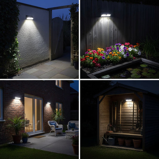 Outdoor solar security light installed for motion-activated home protection