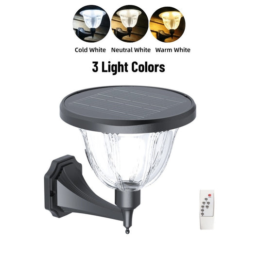 High-quality solar wall light delivering true 400 lumens of brightness with remote control and automatic dusk-to-dawn operation, designed for long-term outdoor use.