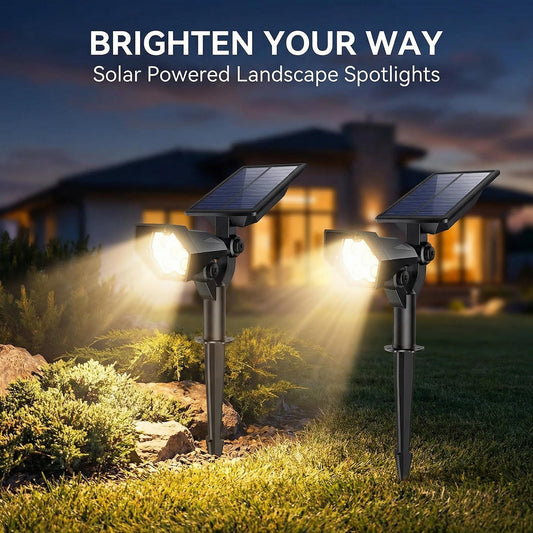 Solar Landscape Spotlights 2-Pack, 100 Lumens, Adjustable, IP65