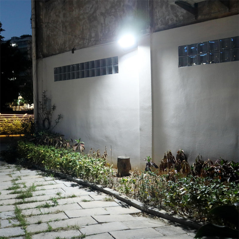 Solaraluma outdoor solar security light with 4500K neutral white illumination, ideal for bright walkway visibility and porch safety.